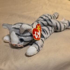 Ty Gray and White Striped Cat Plush